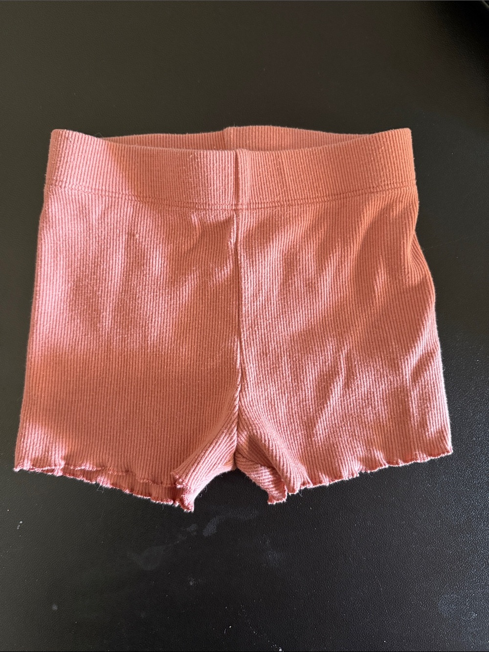 Kids Ribbed Stretch Shorts in Dusty Rose